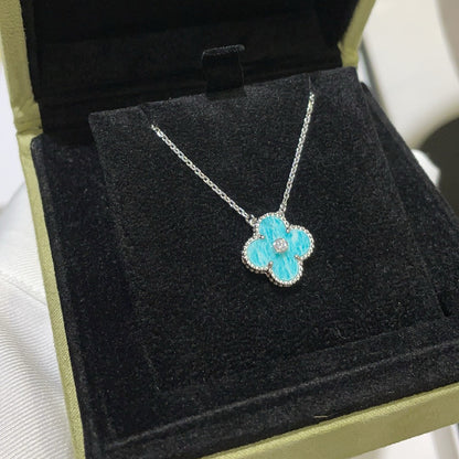 [Ornora Jewelry]CLOVER 15MM DIAMOND SVRES PORCELAIN  NECKLACE SILVER