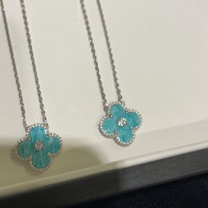 [Ornora Jewelry]CLOVER 15MM DIAMOND SVRES PORCELAIN  NECKLACE SILVER