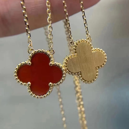 [Ornora Jewelry]CLOVER 15MM CARNELIAN SINGLE FLOWER NECKLACE