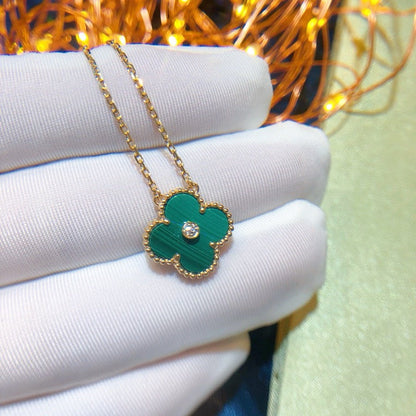 [Ornora Jewelry]CLOVER 15MM DIAMOND TURQUOISE NECKLACE