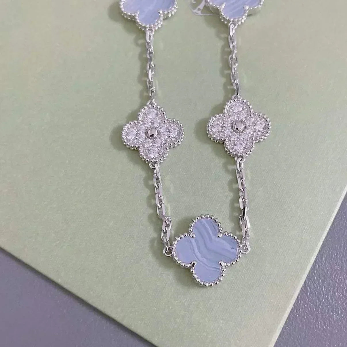 [Ornora Jewelry] CLOVER 5 MOTIF PURPLE CHALCEDONY BRACELET COLLECTION