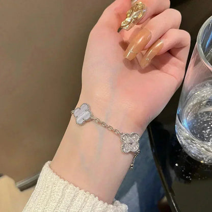 [Ornora Jewelry] CLOVER 5 MOTIF PURPLE CHALCEDONY BRACELET COLLECTION