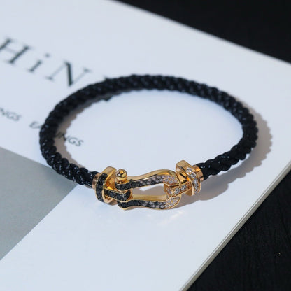 [Ornora Jewelry]FORCE LARGE HORSESHOE BLACK WHITE DIAMOND BRACELET SILVER