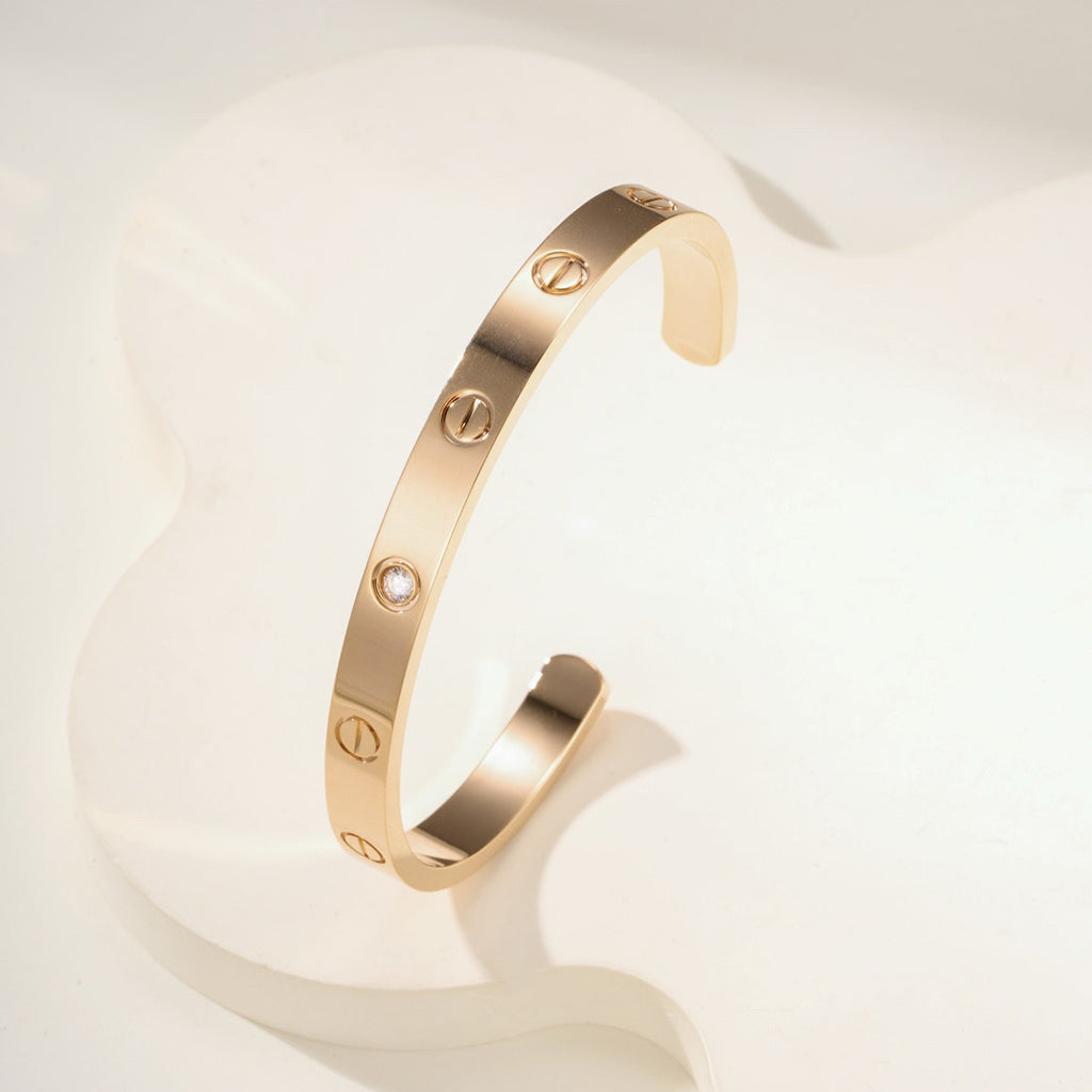 [Ornora Jewelry]LOVE BRACELET 6.1MM 1 DIAMOND OPEN CUFF
