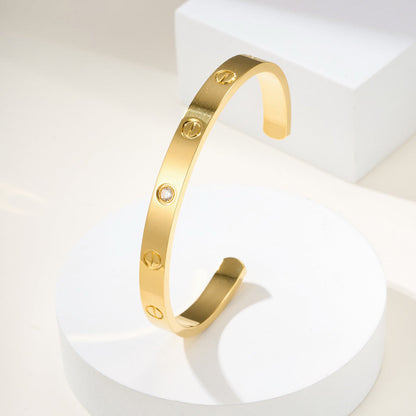 [Ornora Jewelry]LOVE BRACELET 6.1MM 1 DIAMOND OPEN CUFF