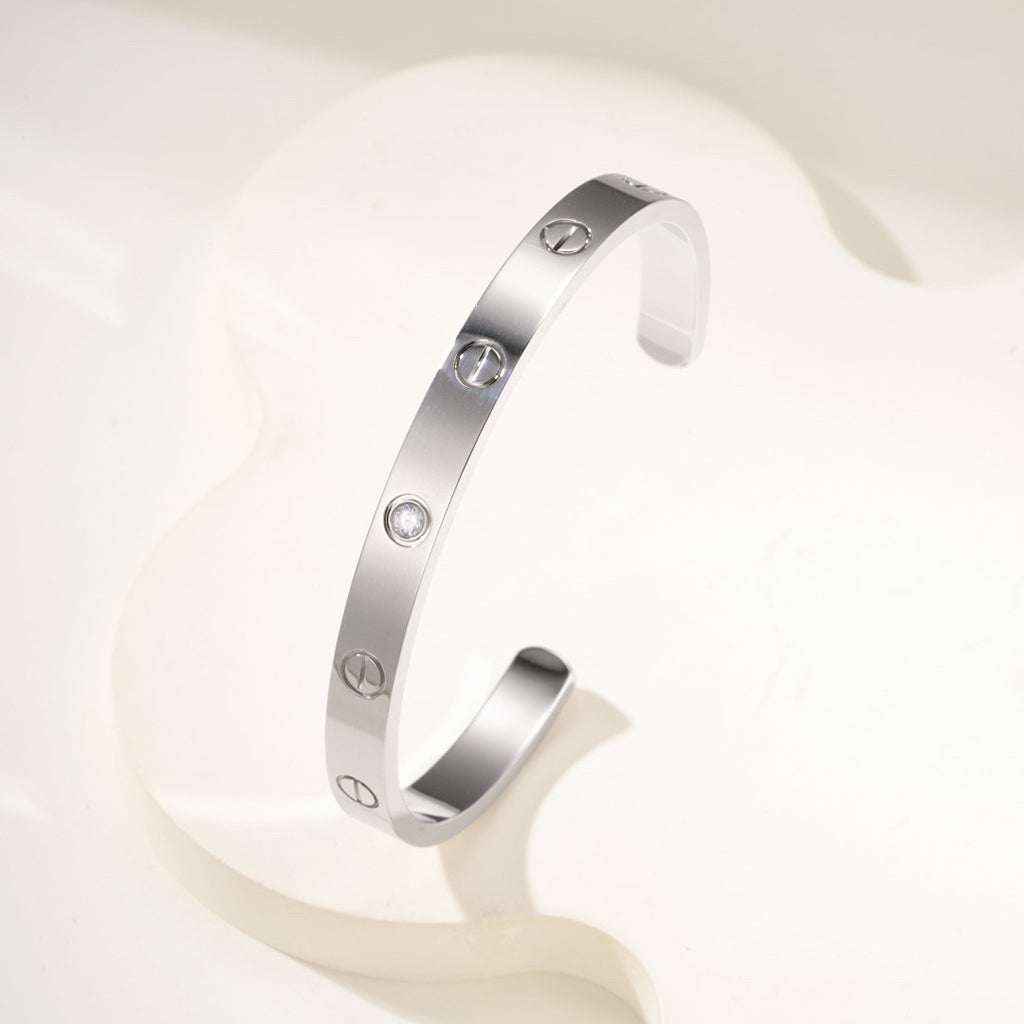 [Ornora Jewelry]LOVE BRACELET 6.1MM 1 DIAMOND OPEN CUFF