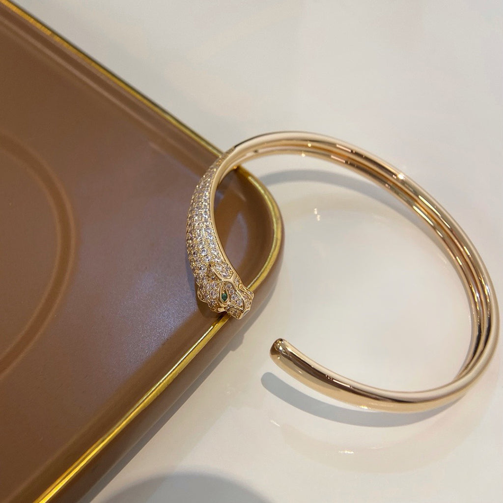 [Ornora Jewelry]PANTHERE HALF DIAMOND OPEN BRACELET