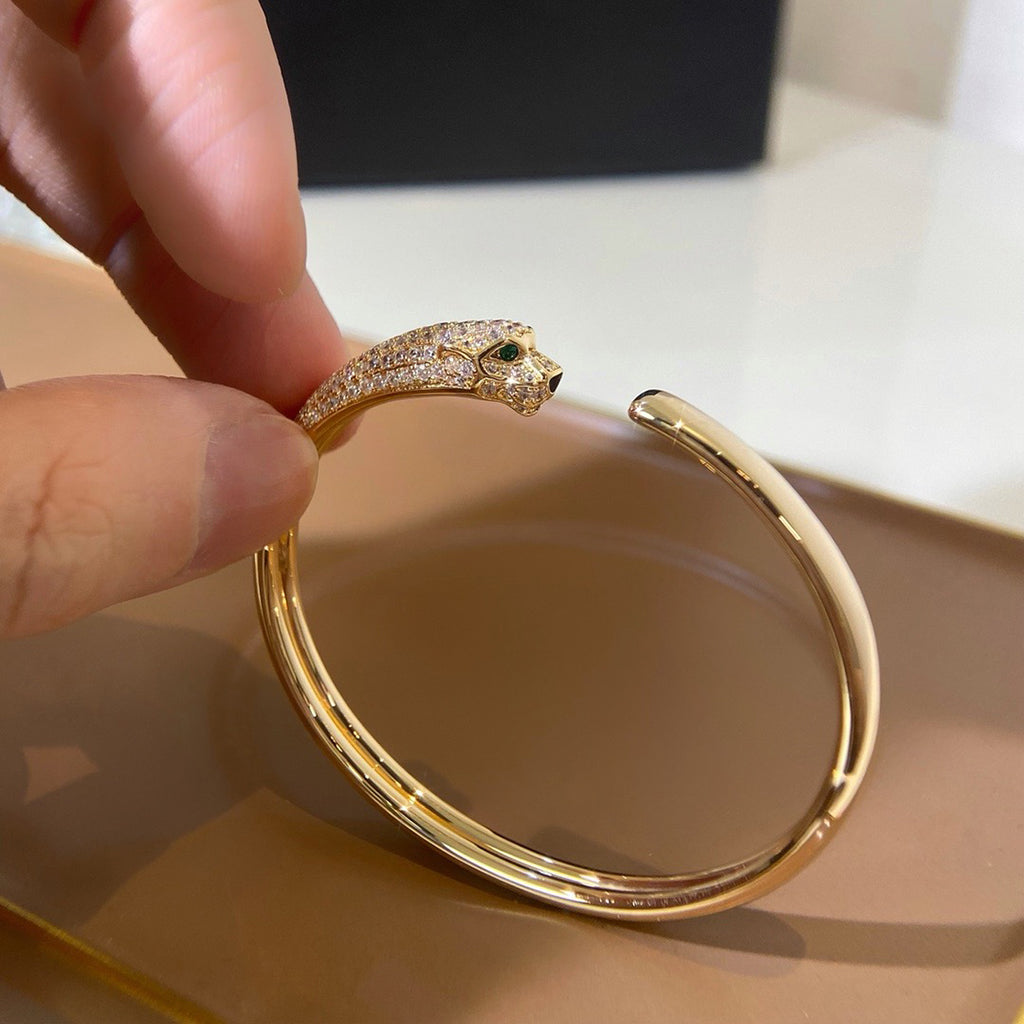 [Ornora Jewelry]PANTHERE HALF DIAMOND OPEN BRACELET