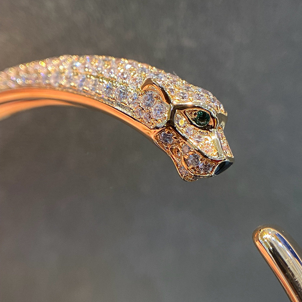 [Ornora Jewelry]PANTHERE HALF DIAMOND OPEN BRACELET
