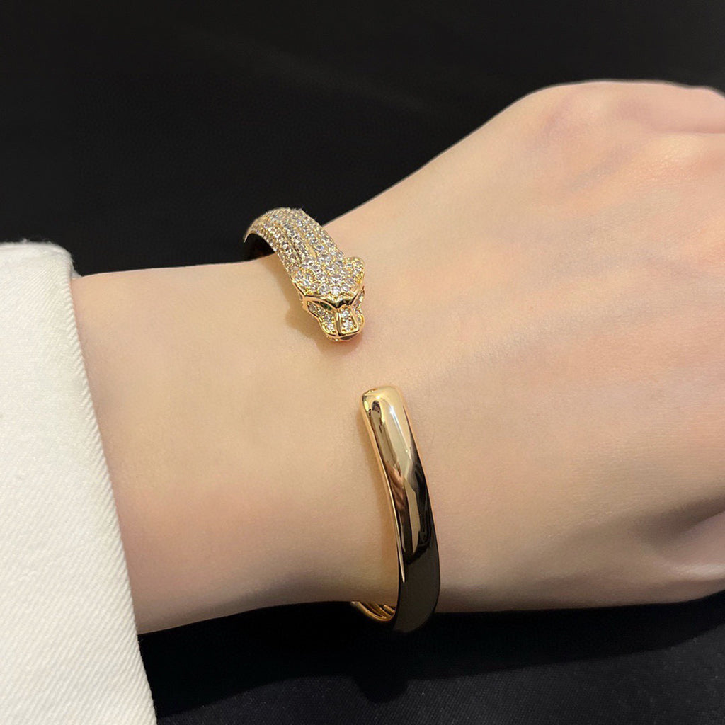 [Ornora Jewelry]PANTHERE HALF DIAMOND OPEN BRACELET