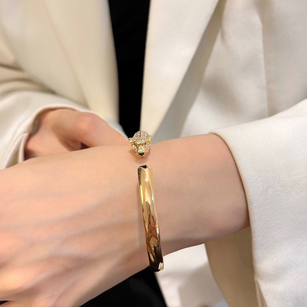 [Ornora Jewelry]PANTHERE HALF DIAMOND OPEN BRACELET