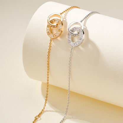 [Ornora Jewelry]LOVE DOUBLE RING FULL DIAMOND BRACELET