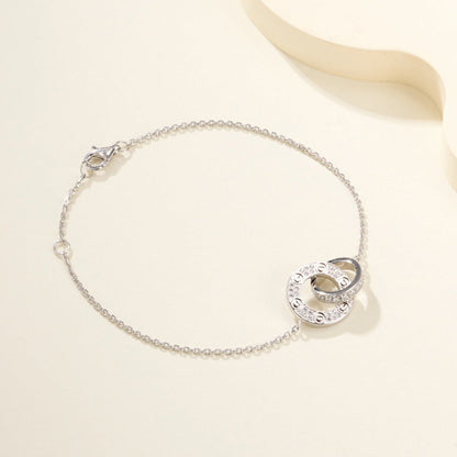 [Ornora Jewelry]LOVE DOUBLE RING FULL DIAMOND BRACELET