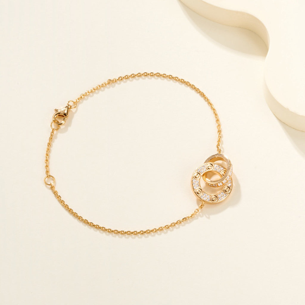 [Ornora Jewelry]LOVE DOUBLE RING FULL DIAMOND BRACELET