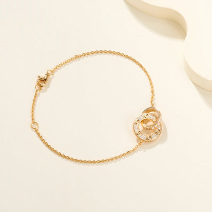 [Ornora Jewelry]LOVE DOUBLE RING FULL DIAMOND BRACELET