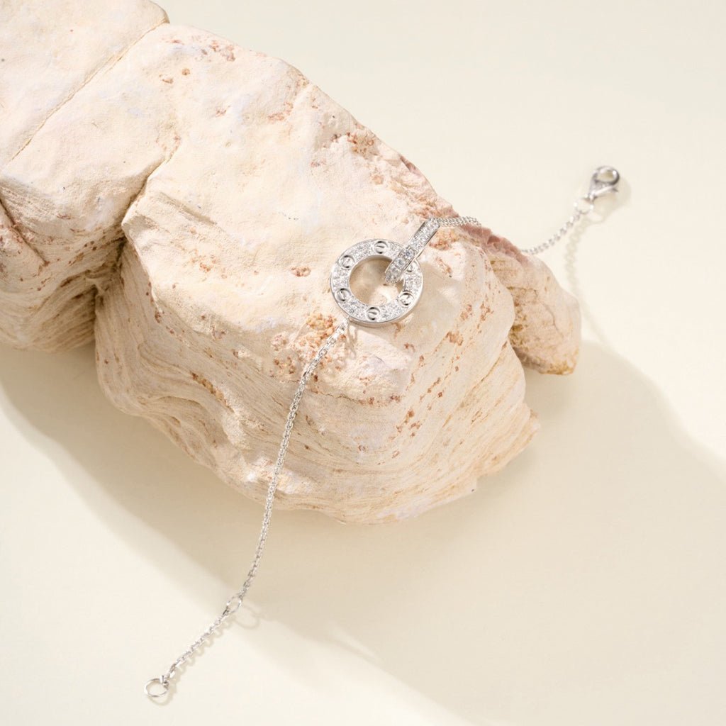 [Ornora Jewelry]LOVE DOUBLE RING FULL DIAMOND BRACELET