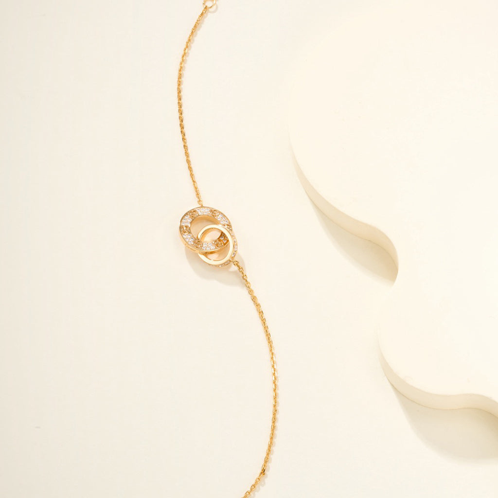 [Ornora Jewelry]LOVE DOUBLE RING FULL DIAMOND BRACELET