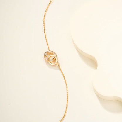 [Ornora Jewelry]LOVE DOUBLE RING FULL DIAMOND BRACELET