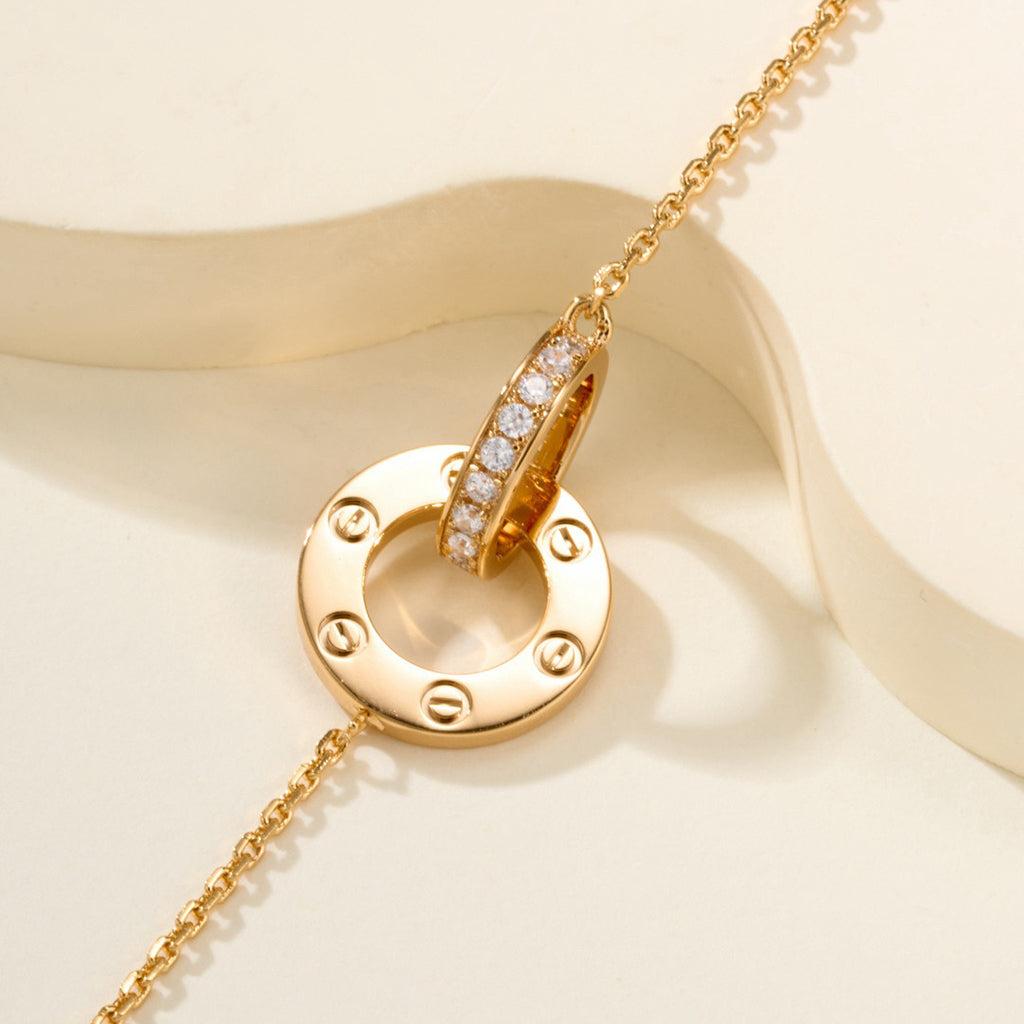 [Ornora Jewelry]LOVE DOUBLE RING FULL DIAMOND BRACELET