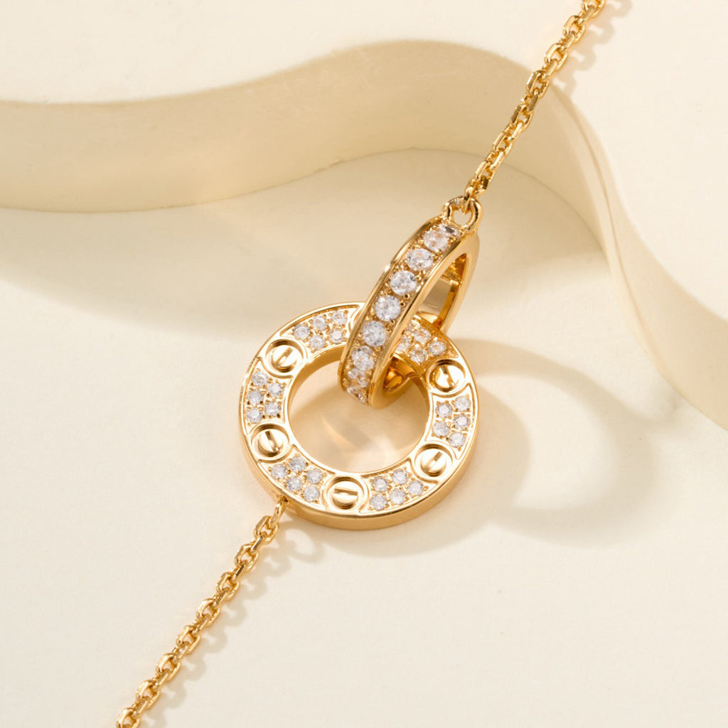 [Ornora Jewelry]LOVE DOUBLE RING FULL DIAMOND BRACELET