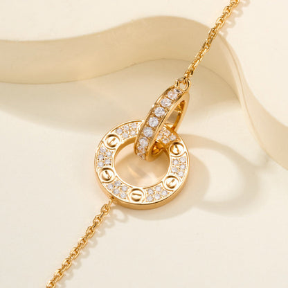 [Ornora Jewelry]LOVE DOUBLE RING FULL DIAMOND BRACELET