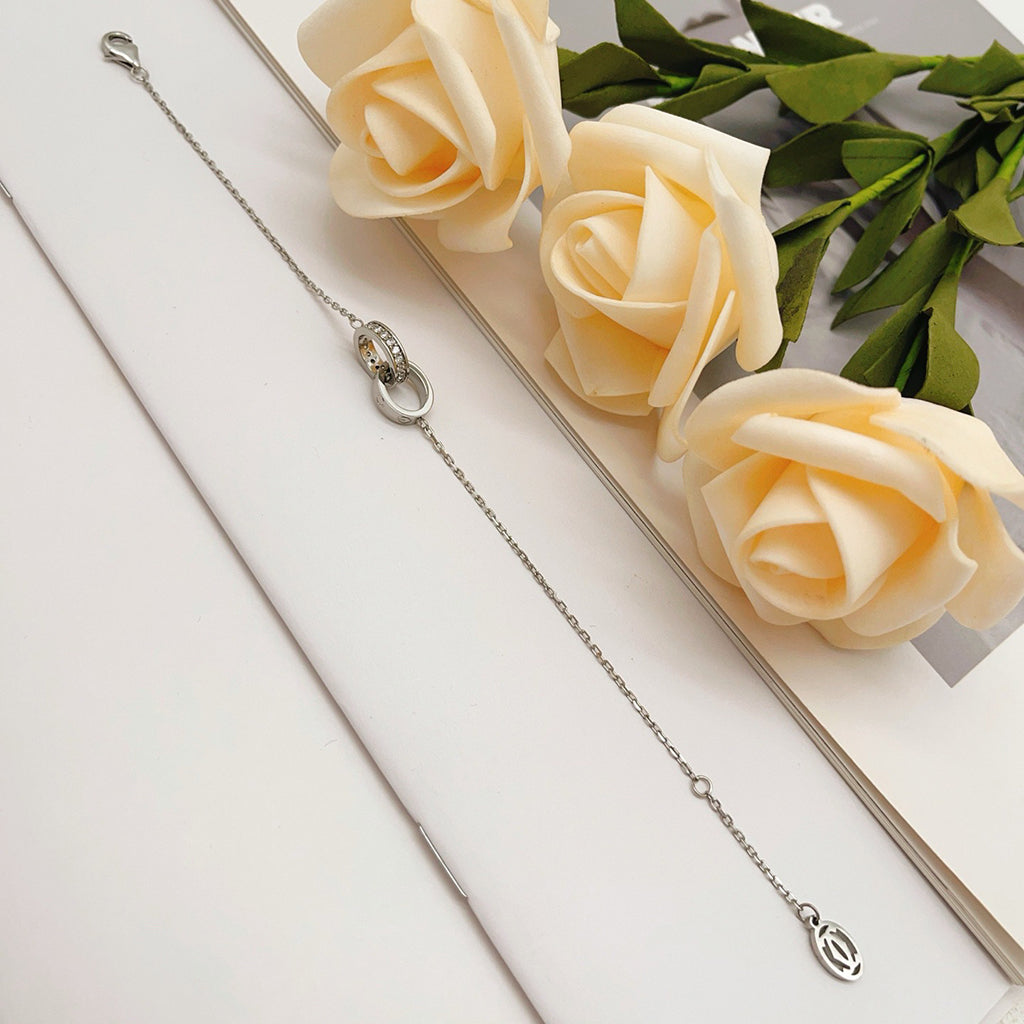 [Ornora Jewelry]LOVE DOUBLE RING HALF DIAMOND BRACELET