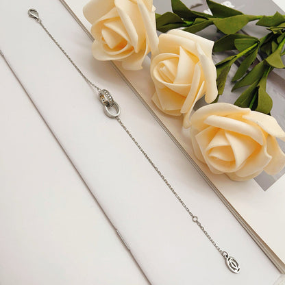 [Ornora Jewelry]LOVE DOUBLE RING HALF DIAMOND BRACELET