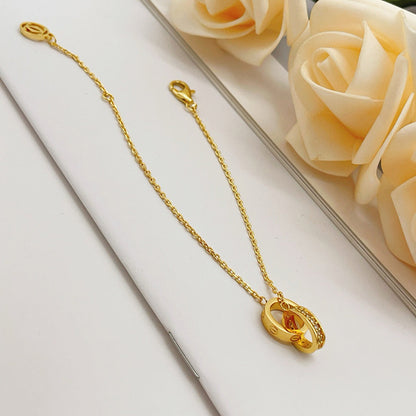 [Ornora Jewelry]LOVE DOUBLE RING HALF DIAMOND BRACELET