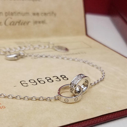 [Ornora Jewelry]LOVE DOUBLE RING HALF DIAMOND BRACELET