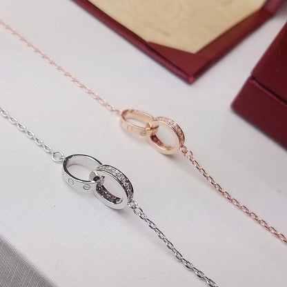 [Ornora Jewelry]LOVE DOUBLE RING HALF DIAMOND BRACELET