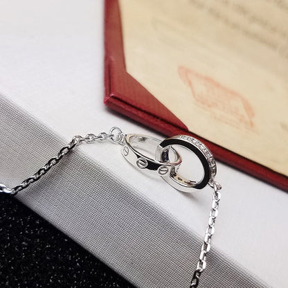 [Ornora Jewelry]LOVE DOUBLE RING HALF DIAMOND BRACELET