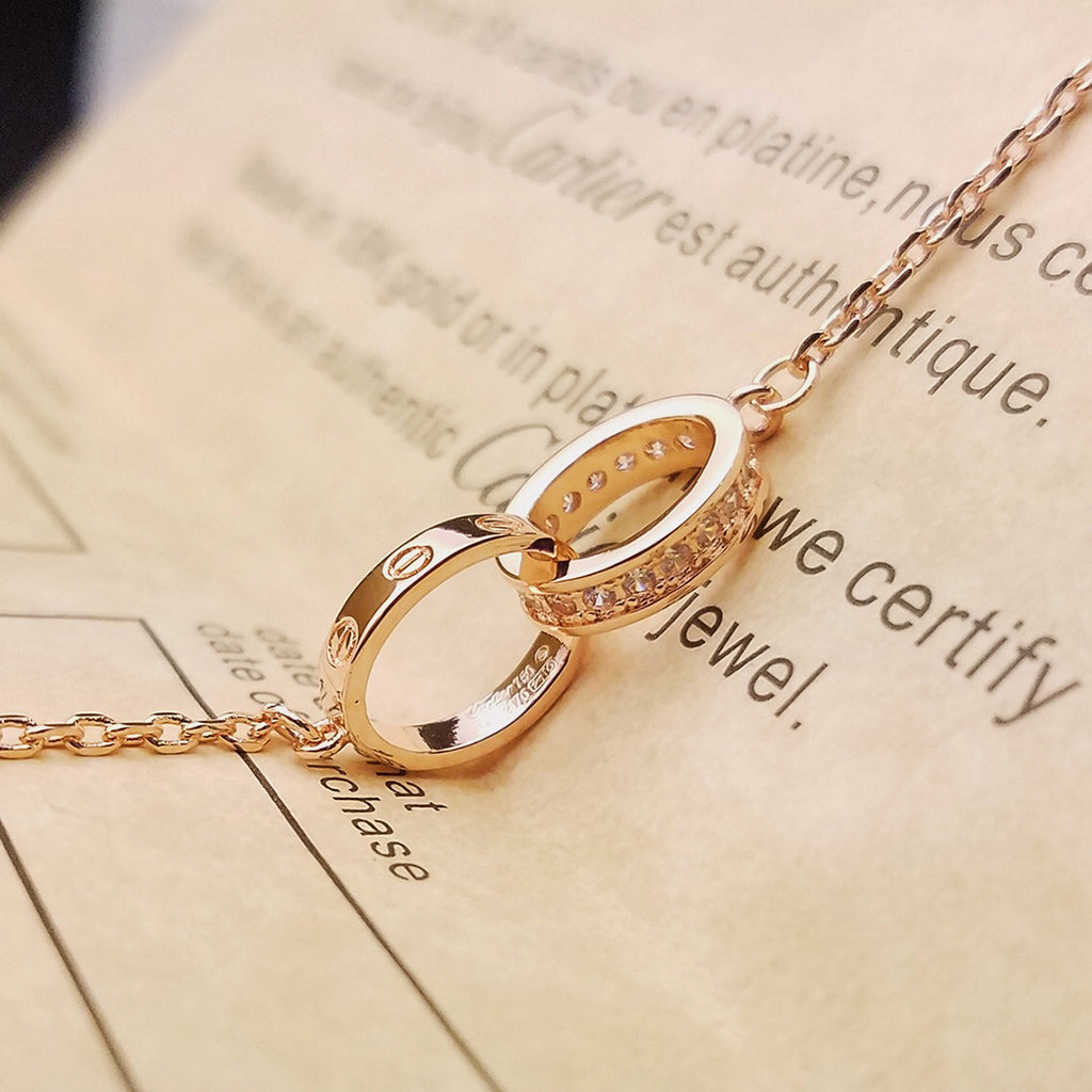 [Ornora Jewelry]LOVE DOUBLE RING HALF DIAMOND BRACELET