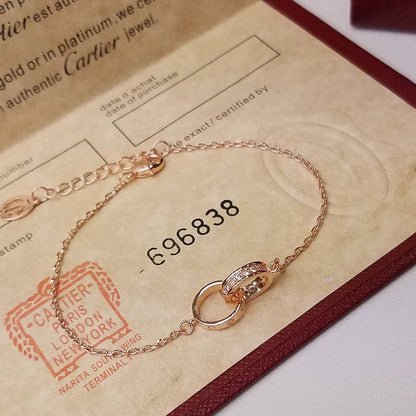 [Ornora Jewelry]LOVE DOUBLE RING HALF DIAMOND BRACELET