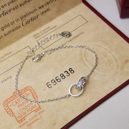 [Ornora Jewelry]LOVE DOUBLE RING HALF DIAMOND BRACELET