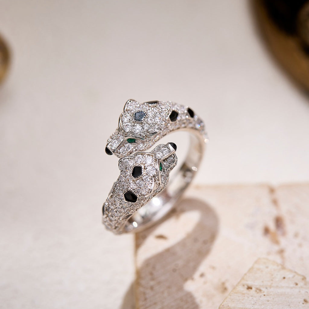 [Ornora Jewelry]PANTHERE DOUBLE HEADED FULL DIAMOND  RING