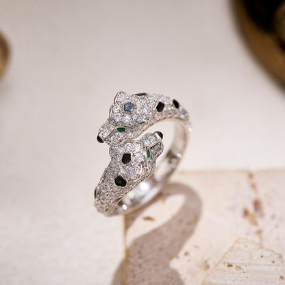 [Ornora Jewelry]PANTHERE DOUBLE HEADED FULL DIAMOND  RING