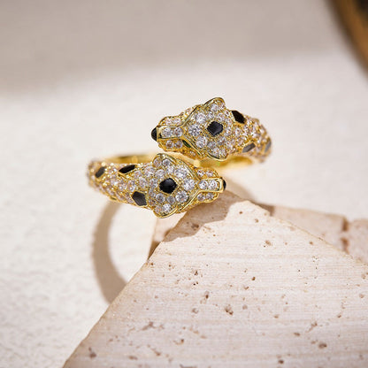 [Ornora Jewelry]PANTHERE DOUBLE HEADED FULL DIAMOND  RING