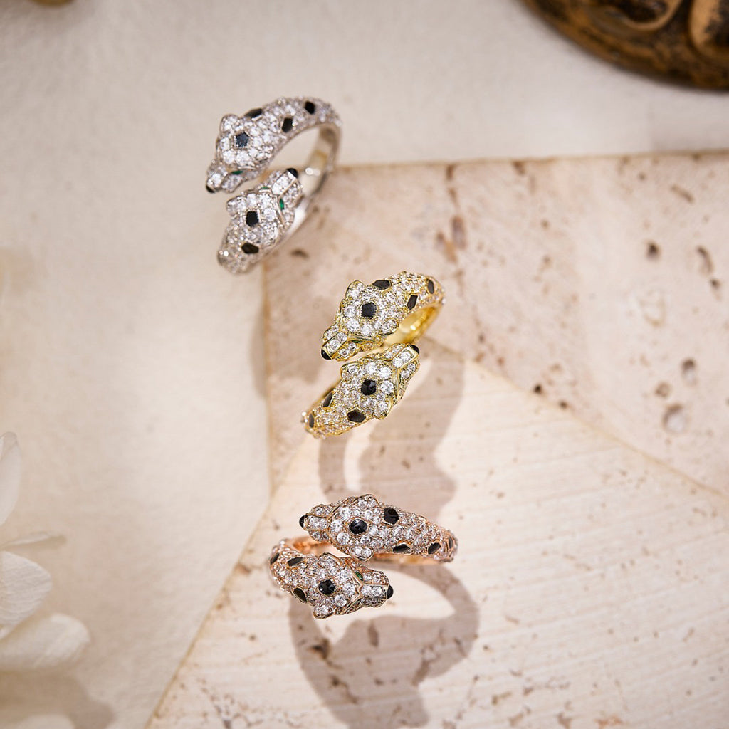 [Ornora Jewelry]PANTHERE DOUBLE HEADED FULL DIAMOND  RING