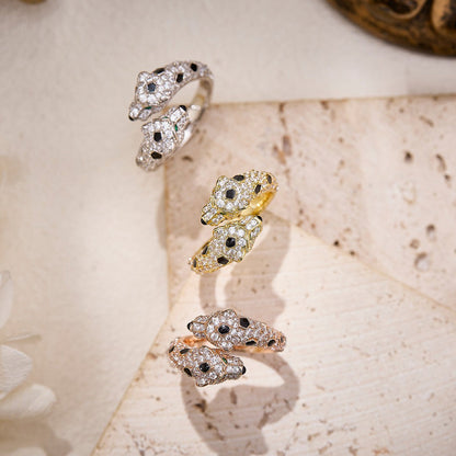 [Ornora Jewelry]PANTHERE DOUBLE HEADED FULL DIAMOND  RING