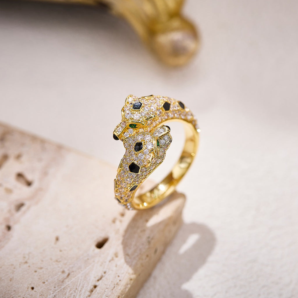[Ornora Jewelry]PANTHERE DOUBLE HEADED FULL DIAMOND  RING