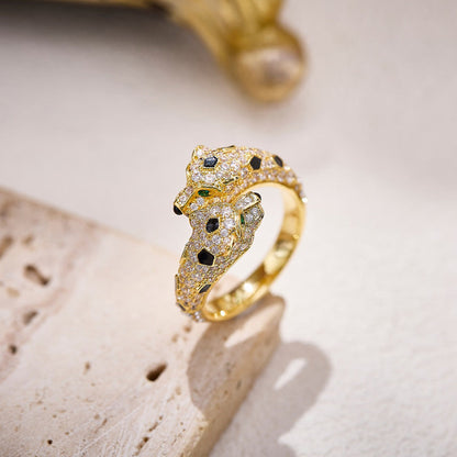 [Ornora Jewelry]PANTHERE DOUBLE HEADED FULL DIAMOND  RING
