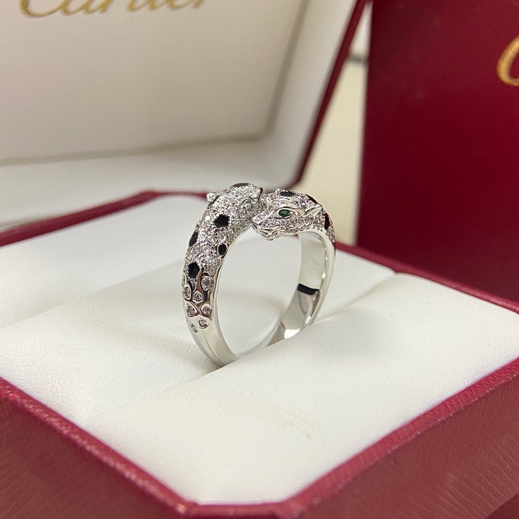[Ornora Jewelry]PANTHERE DOUBLE HEADED FULL DIAMOND  RING