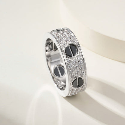 [Ornora Jewelry]LOVE RING 5.5MM DIAMONDS PAVED CERAMIC