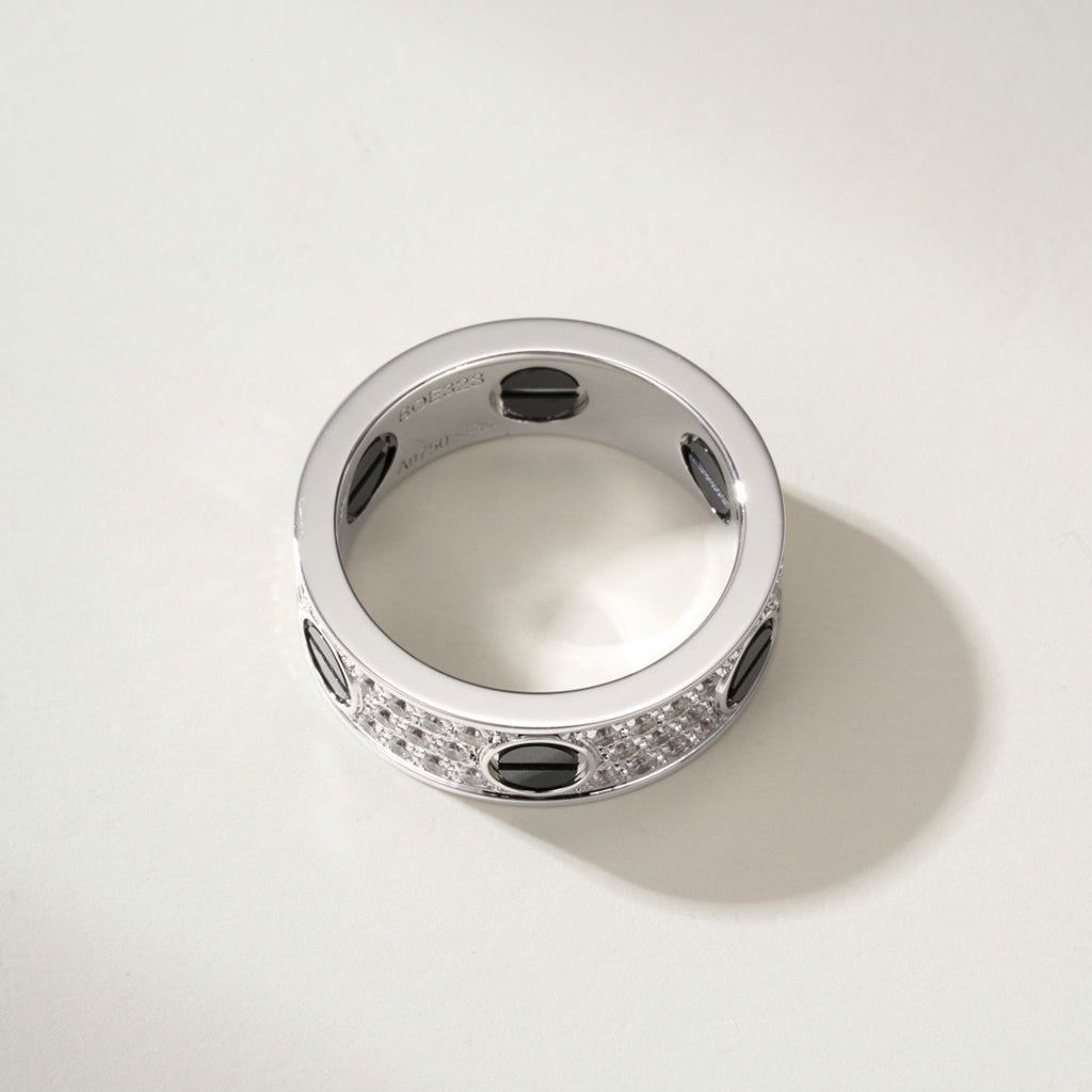 [Ornora Jewelry]LOVE RING 5.5MM DIAMONDS PAVED CERAMIC