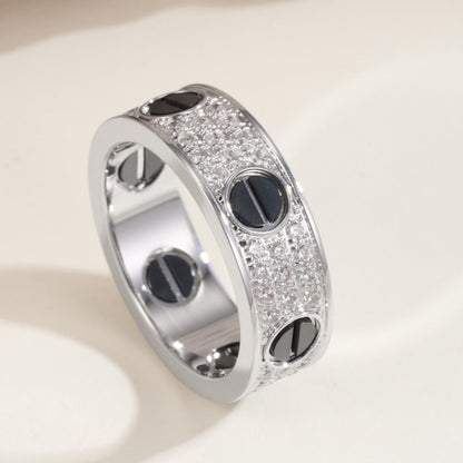 [Ornora Jewelry]LOVE RING 5.5MM DIAMONDS PAVED CERAMIC