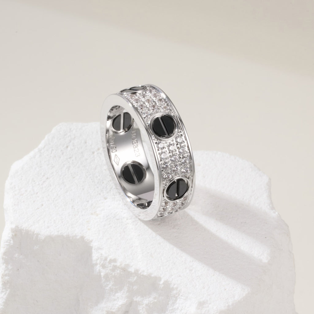 [Ornora Jewelry]LOVE RING 5.5MM DIAMONDS PAVED CERAMIC
