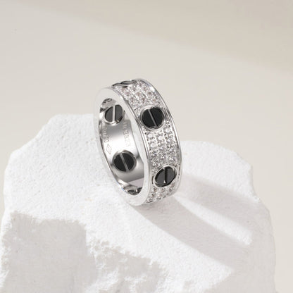 [Ornora Jewelry]LOVE RING 5.5MM DIAMONDS PAVED CERAMIC