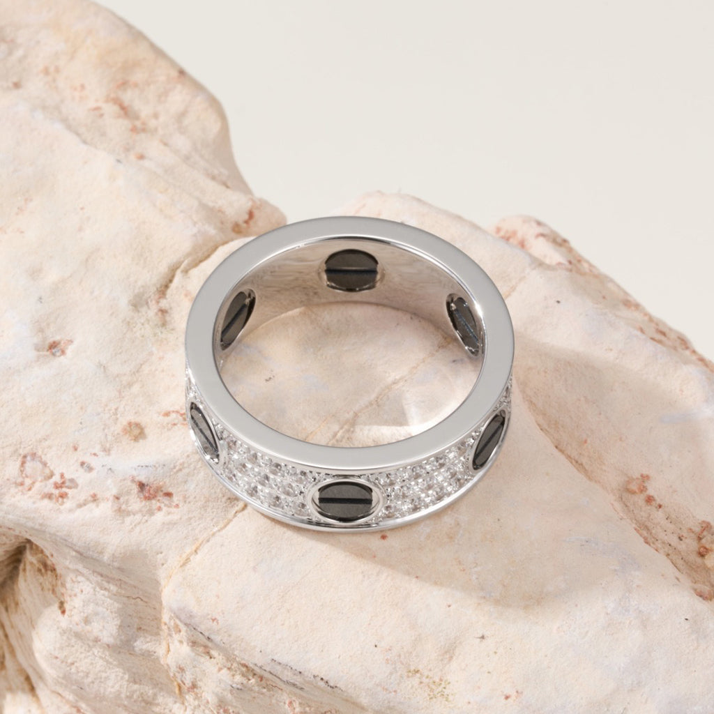 [Ornora Jewelry]LOVE RING 5.5MM DIAMONDS PAVED CERAMIC