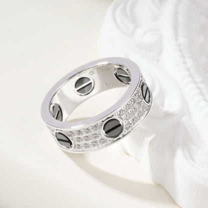 [Ornora Jewelry]LOVE RING 5.5MM DIAMONDS PAVED CERAMIC
