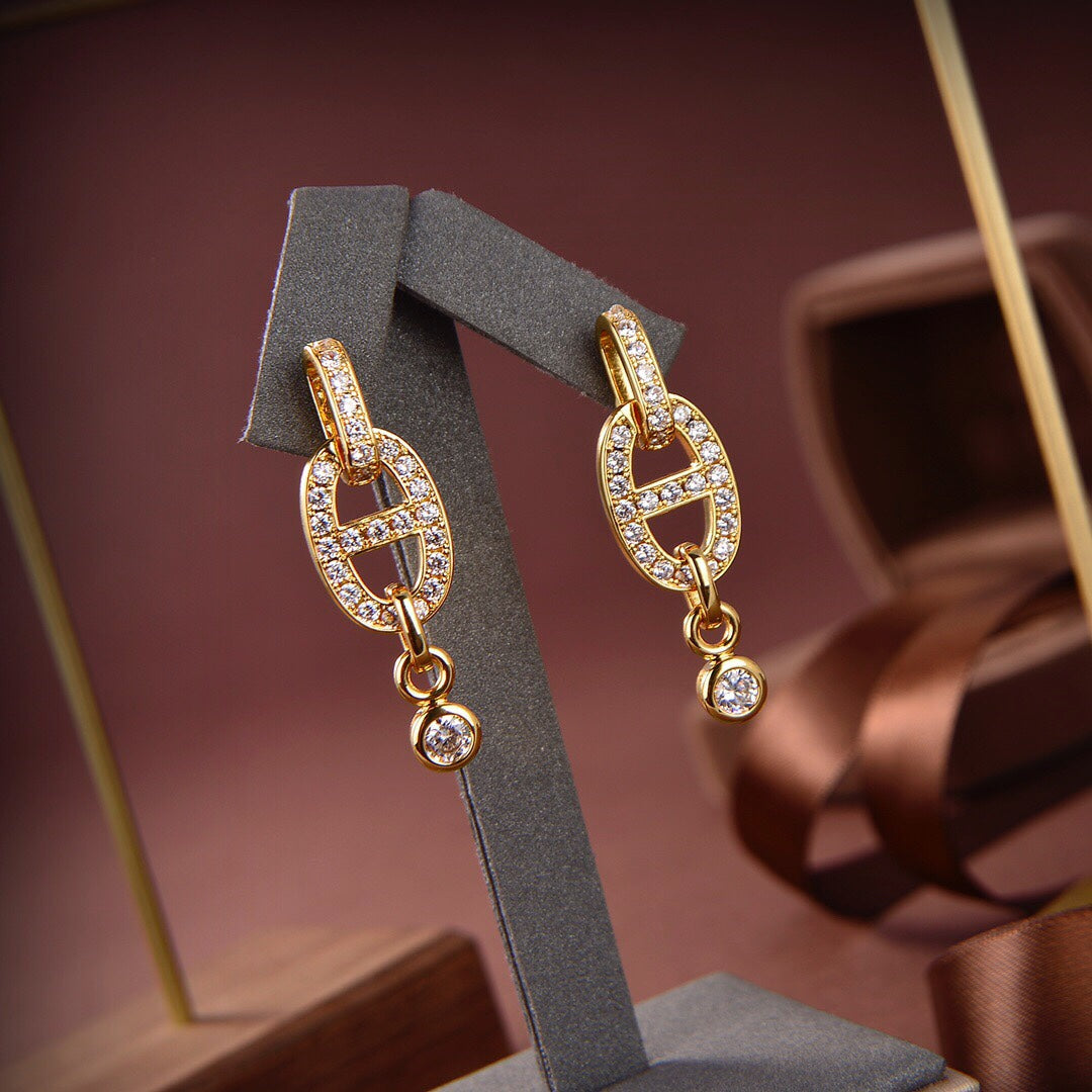 [Ornora Jewelry]HM CHAINE DIAMOND EARRINGS